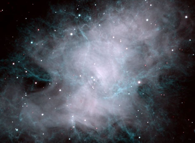 The Crab Nebula in Blue and White