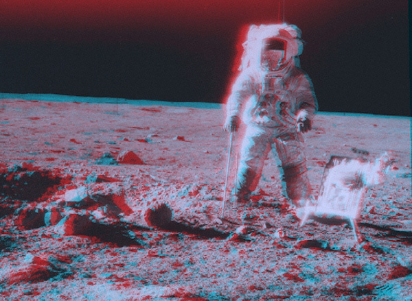 Аполлон 12: стереофотография окрестностей кратера Сюрвейор (surveyor)