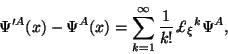 \begin{displaymath}
\Psi'^A(x) - \Psi^A(x) = \sum^\infty_{k=1} {1\over k!} {\pounds_\xi}^k \Psi^A,
\end{displaymath}