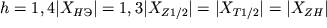 $h = 1,4|{X}_{H} | = 1,3|{X}_{Z1/2} | = |{X}_{T1/2}| = |{X}_{ZH} |$