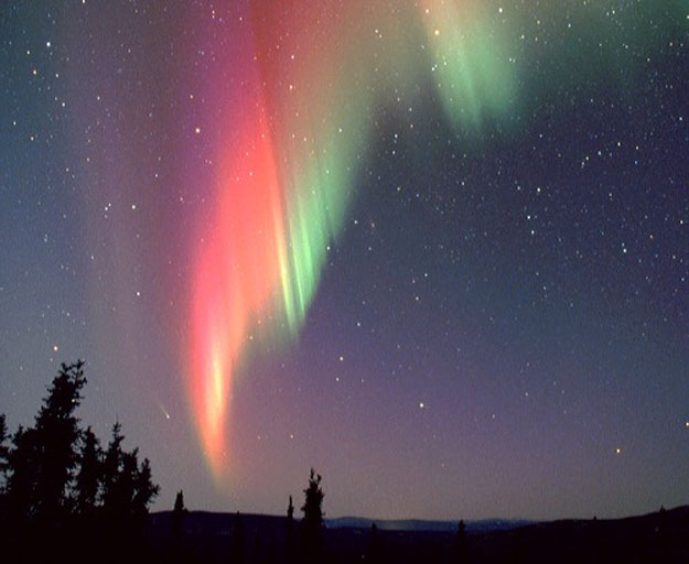 Comet and Aurora Over Alaska