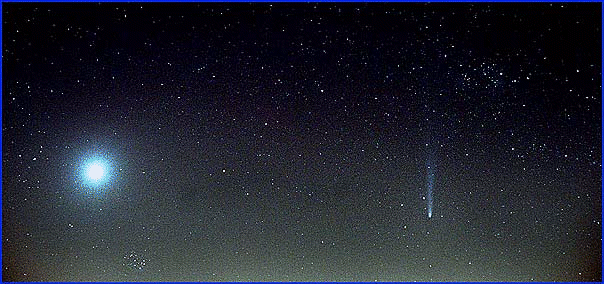 Comet Hyakutake on a Starry Night