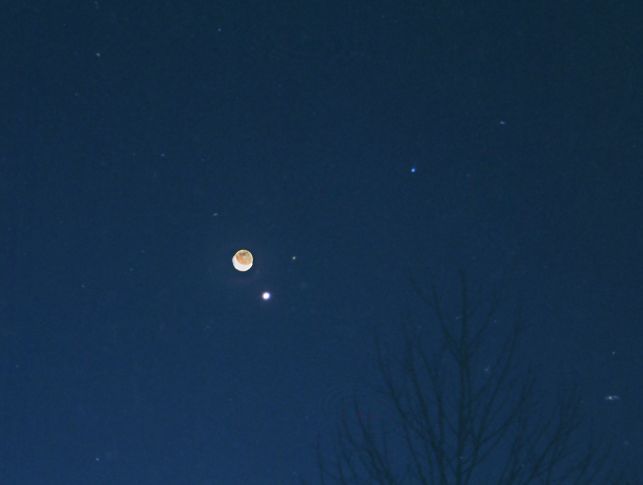 Moon, Mars, Venus, and Spica