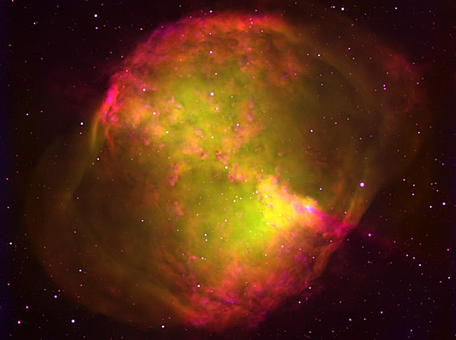 The Dumbbell Nebula in Hydrogen and Oxygen
