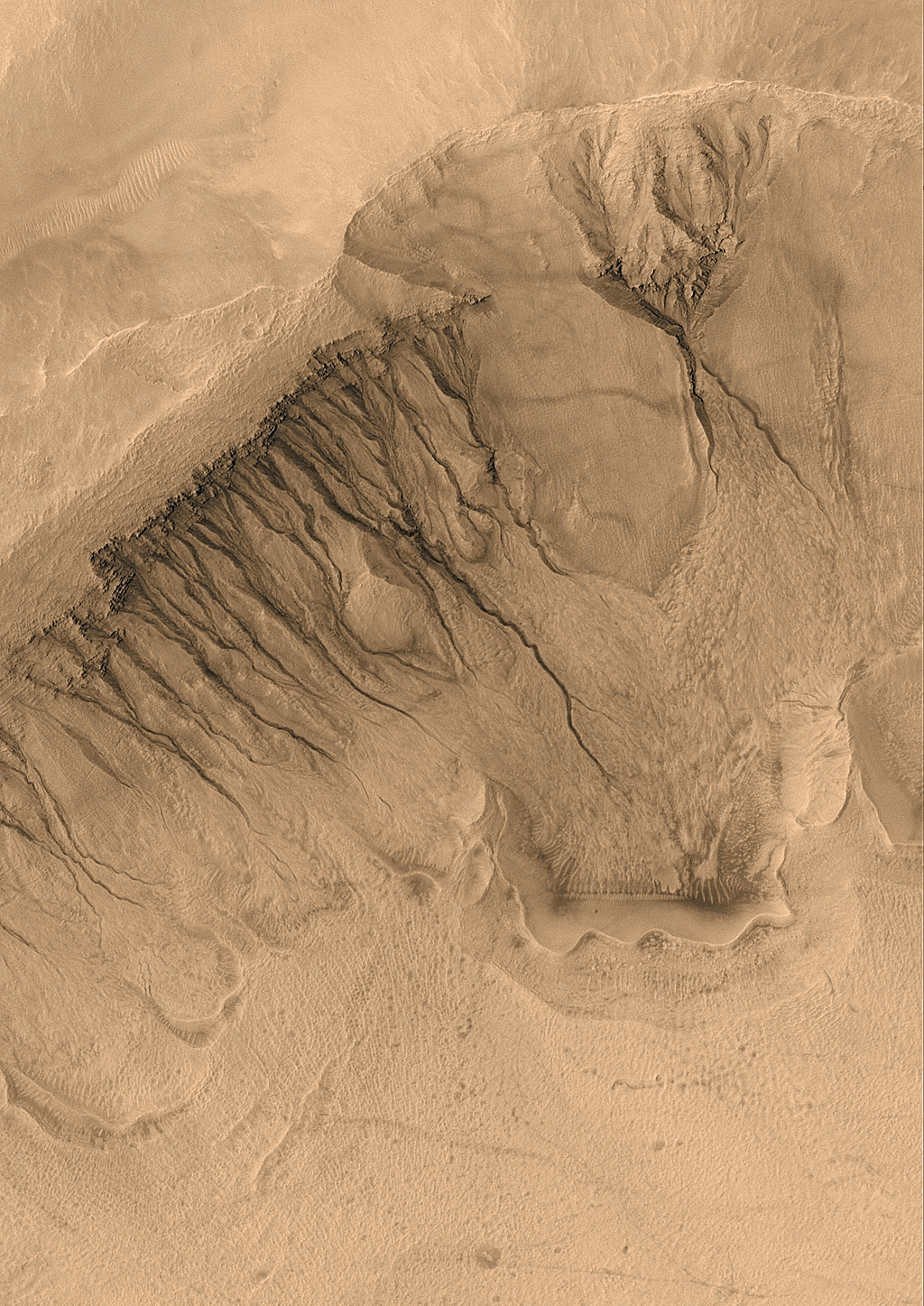 Neobychnye ovragi i kanaly na Marse