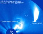 Комета NEAT прошла мимо вспыхнувшего Солнца