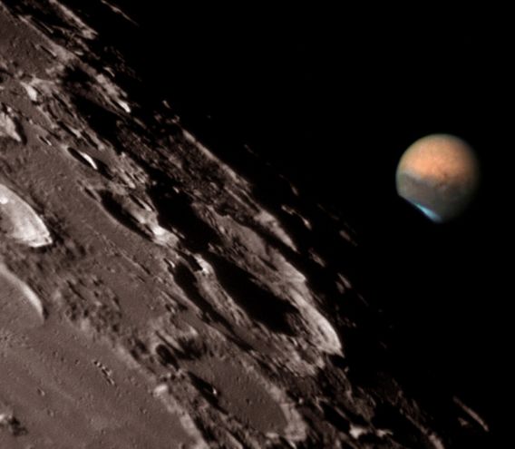 Mars at the Moon s Edge