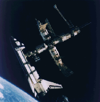 The Space Shuttle Docks with Mir