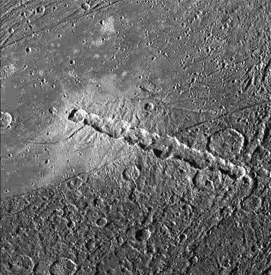 Ganymede: Torn Comet Crater Chain