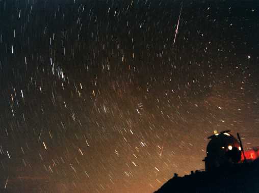 Семь метеоров Леонид над обсерваторией Дж. Вайса