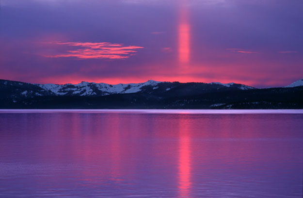A Sun Pillar in Red and Violet