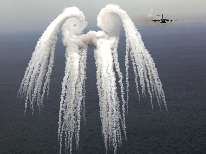 A Smoke Angel from Airplane Flares
