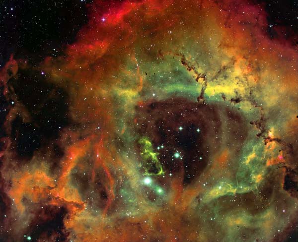 The Rosette Nebula in Hydrogen, Oxygen, and Sulfur