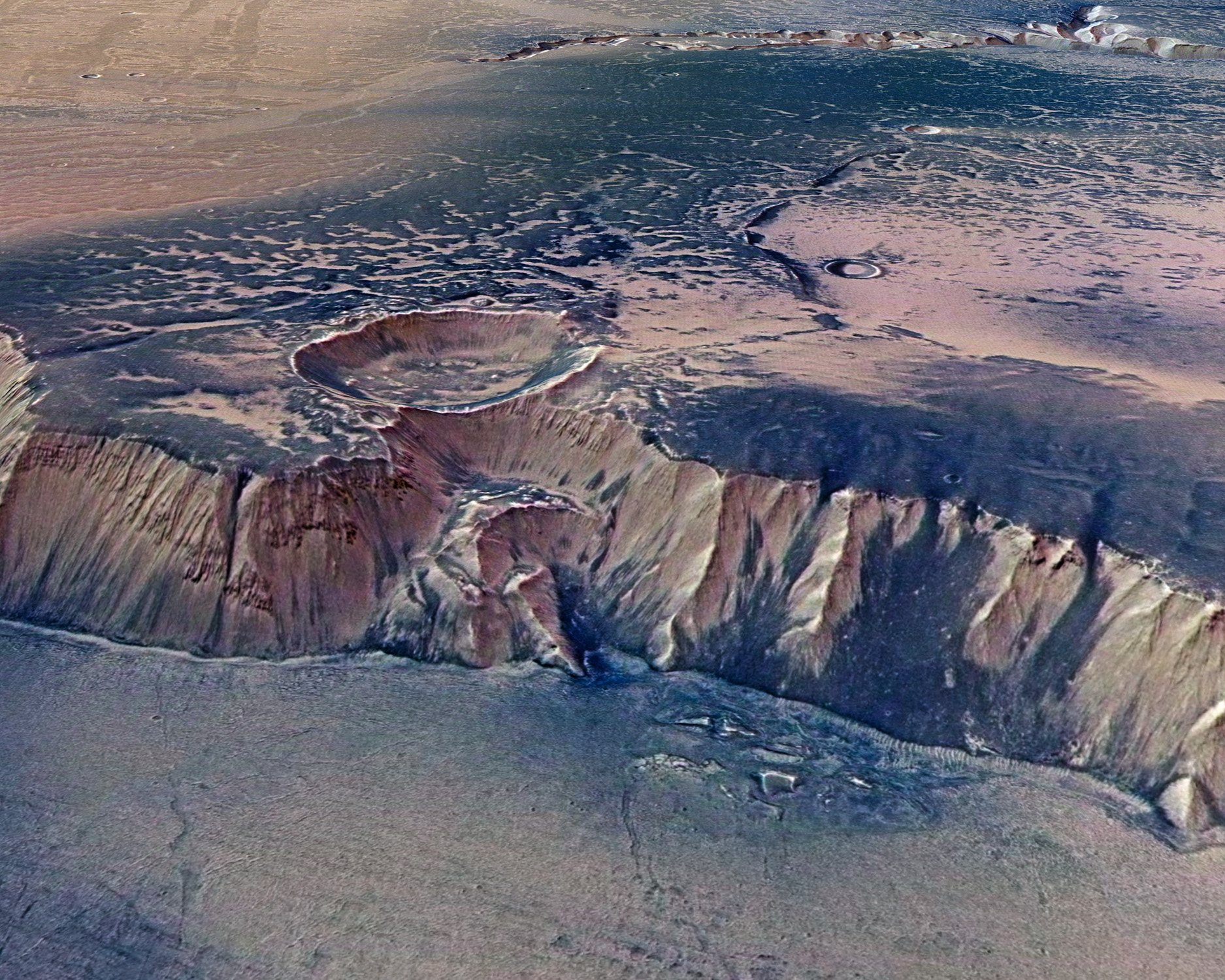 High Cliffs Surrounding Echus Chasma on Mars