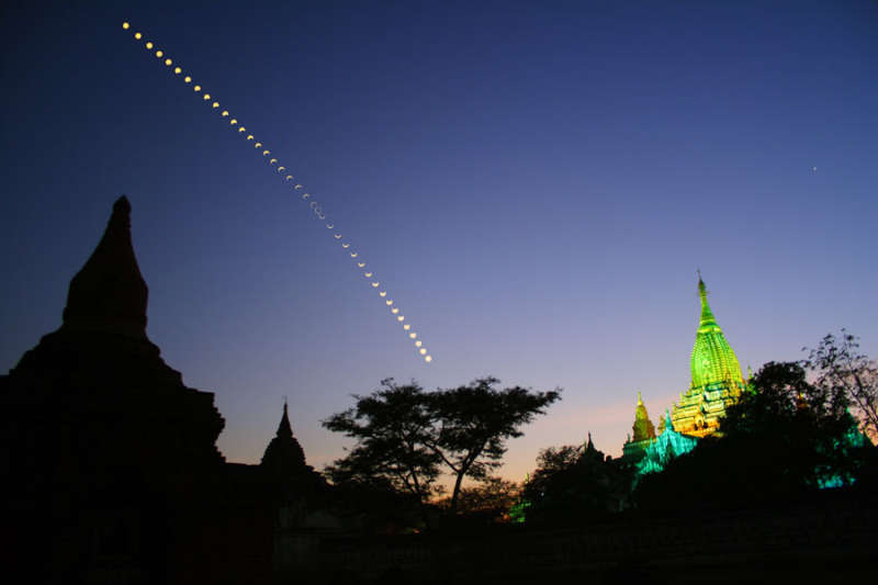 Кольцеобразное затмение над Мьянмой