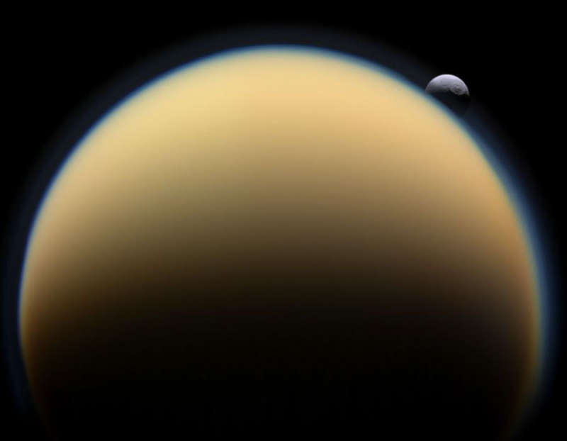 Tethys Behind Titan