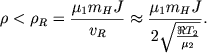 $$
\rho < \rho_R = \frac{\mu_1 m_H J}{v_R} \approx \frac{\mu_1 m_H J}{2\sqrt{\frac{\Re T_2}{\mu_2}}}.
$$