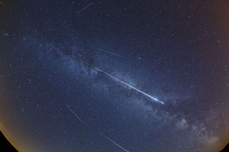 Perseid Meteors and the Milky Way