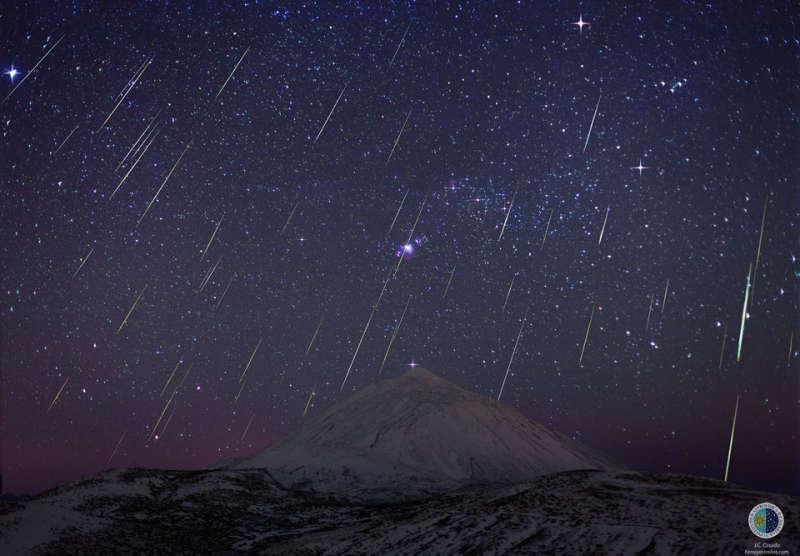 Geminid Meteors over Teide Volcano