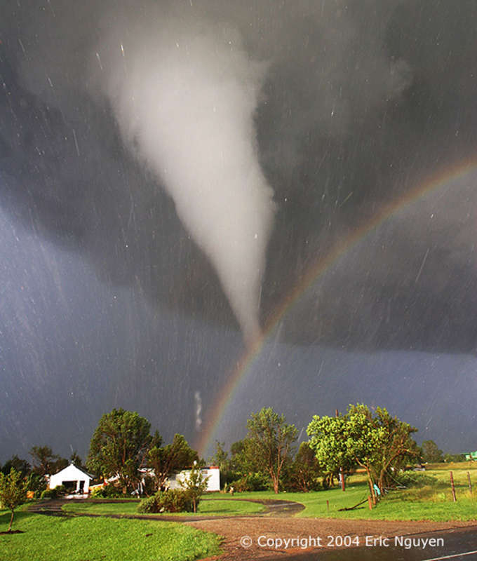 Tornado and Rainbow Over Kansas