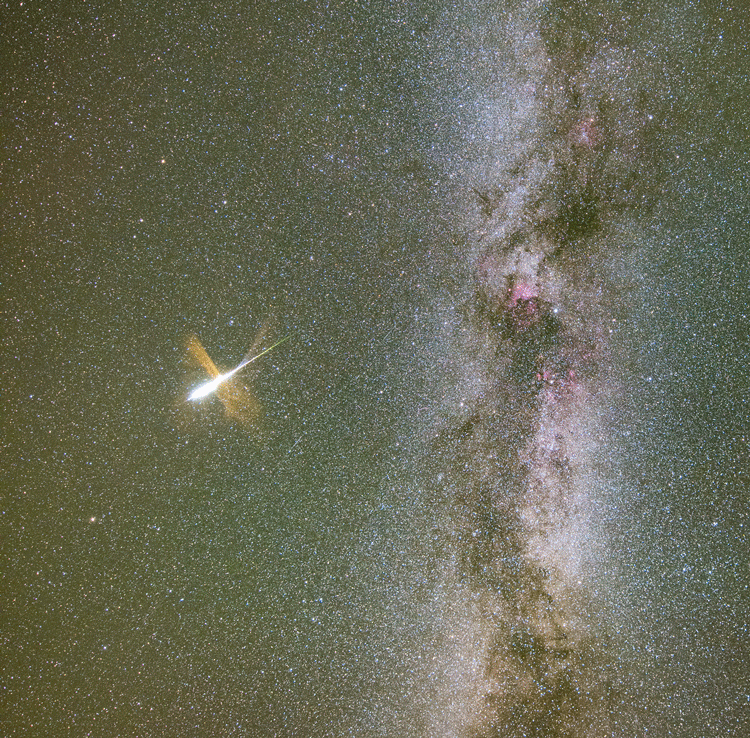 Milky Way and Exploding Meteor