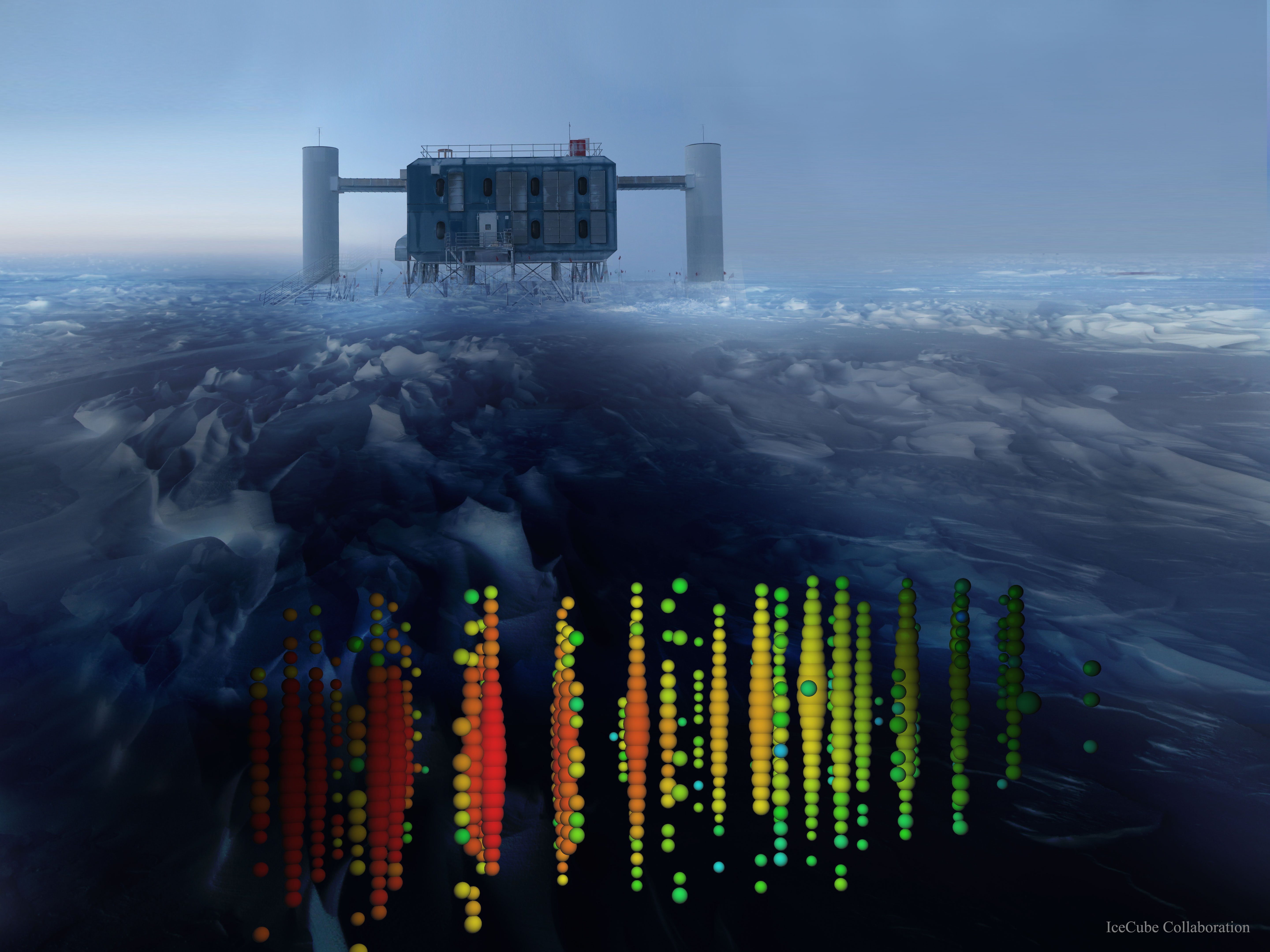 Distant Neutrinos Detected Below Antarctic Ice