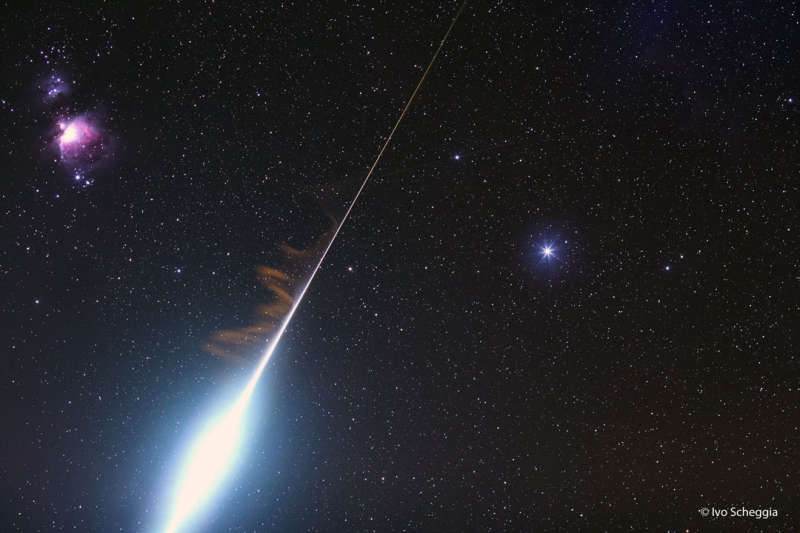 A Blazing Fireball between the Orion Nebula and Rigel
