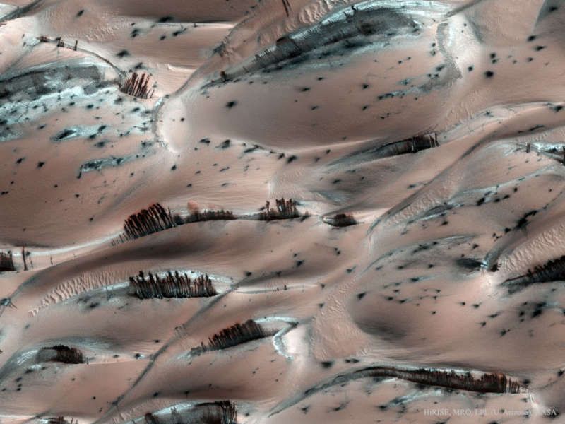 Dark Sand Cascades on Mars