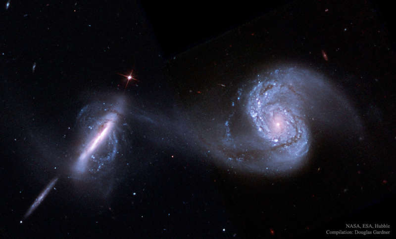 Arp 87: сливающиеся галактики от телескопа им.Хаббла