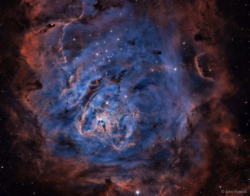 The Lagoon Nebula in Hydrogen Sulfur and Oxygen