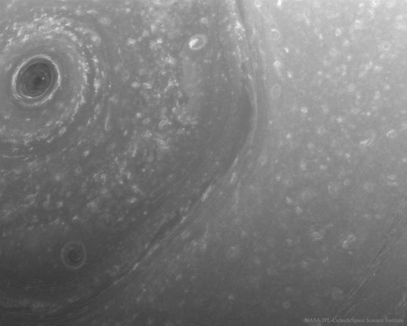 Over Saturns Turbulent North Pole