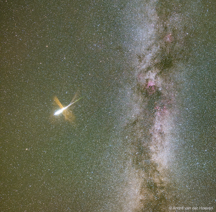 Milky Way and Exploding Meteor