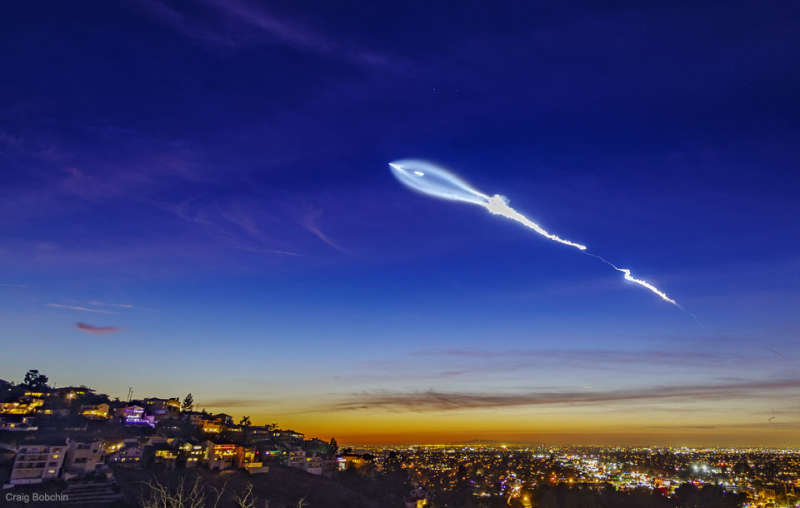 SpaceX Rocket Launch Plume over California