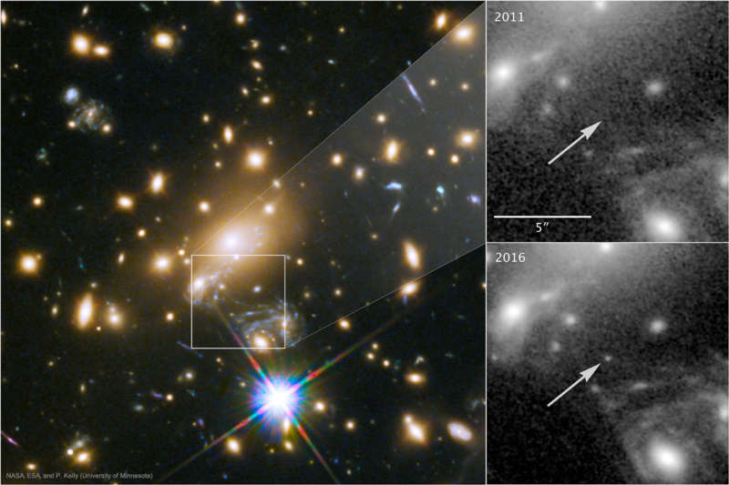 Fortuitous Flash Candidate for the Farthest Star Yet Seen