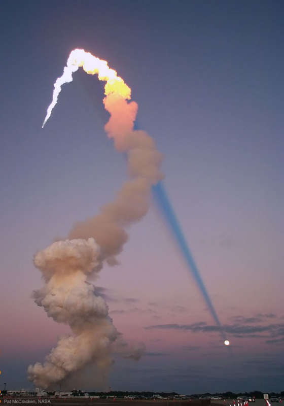 Rocket Plume Shadow Points to the Moon