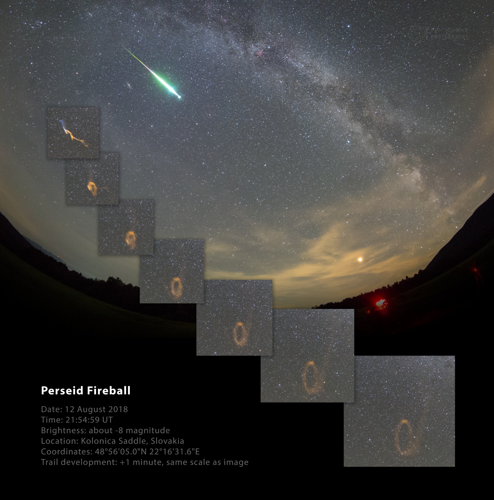 Perseid Fireball and Persistent Train