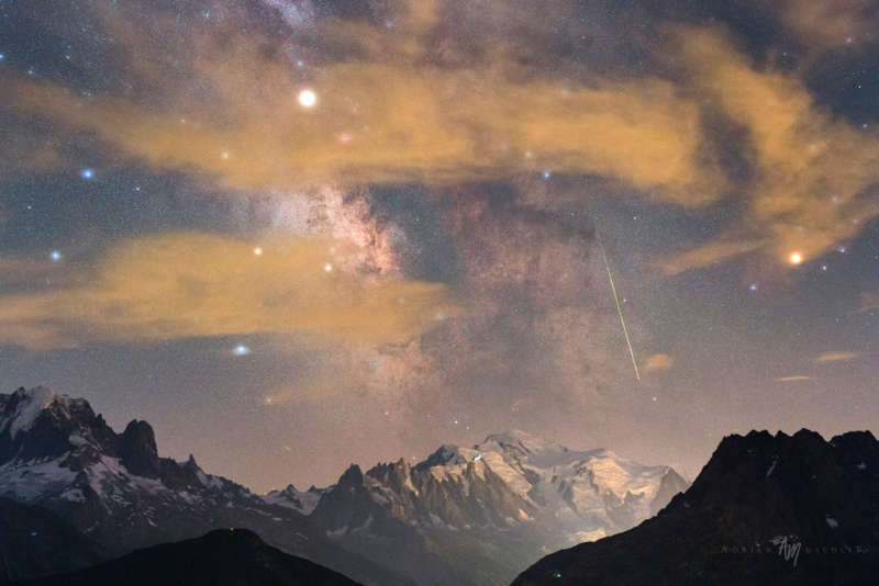 Mont Blanc, Meteor, and Milky Way