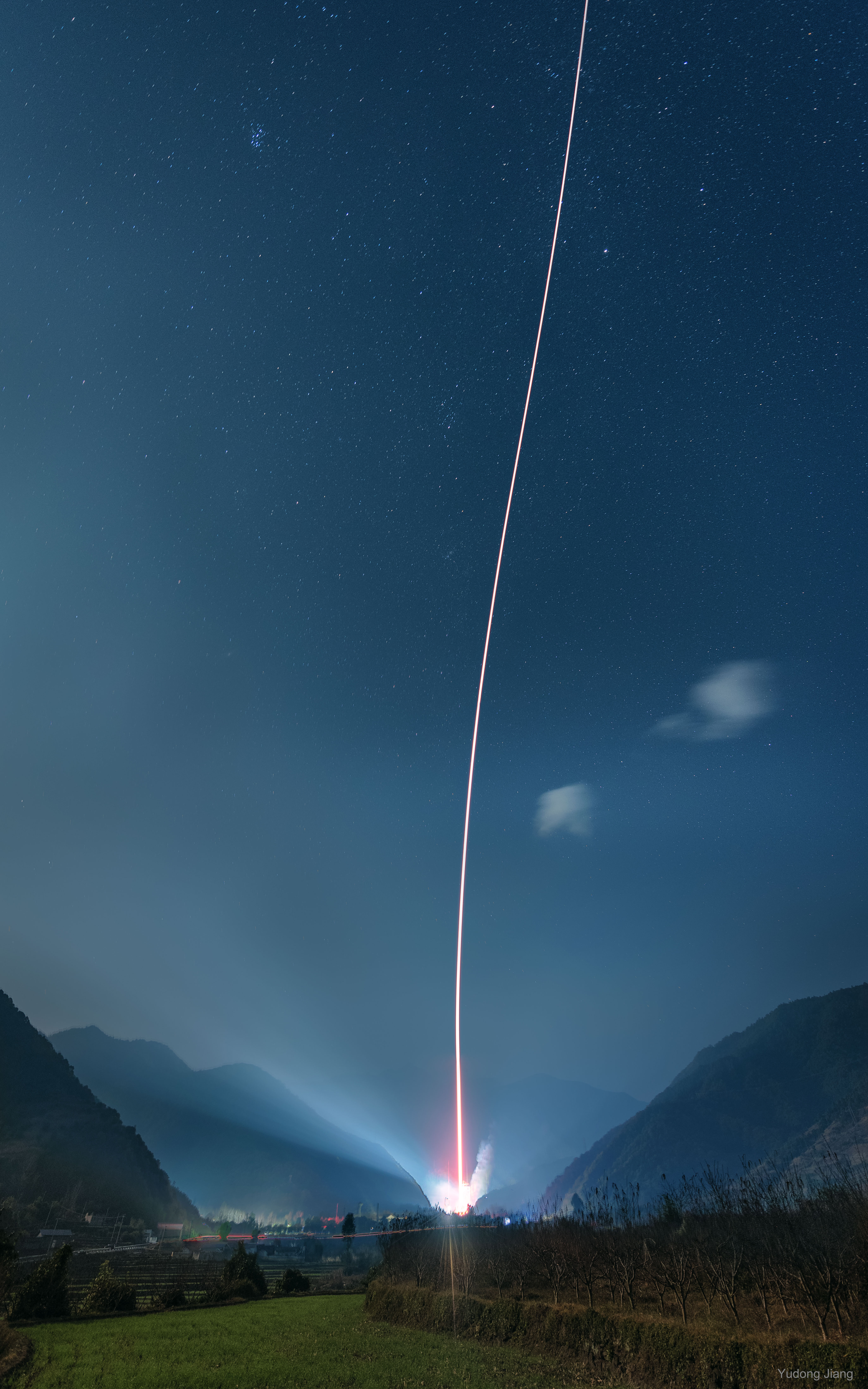Rocket Launch between Mountains