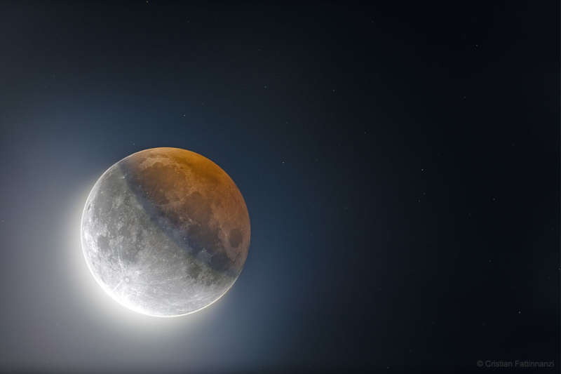 HDR: Earths Circular Shadow on the Moon
