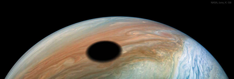 Io Eclipse Shadow on Jupiter from Juno