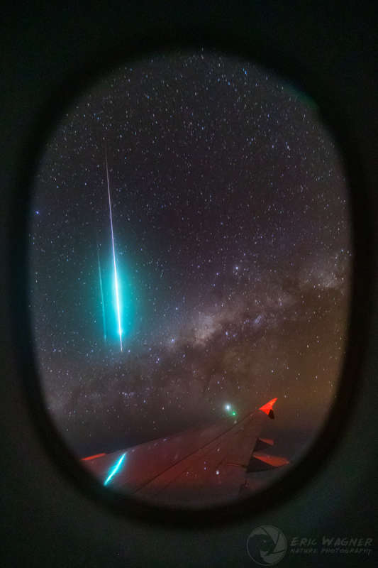 Mid Air Meteor and Milky Way