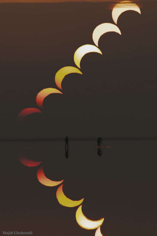 A Partial Solar Eclipse Sequence Reflected