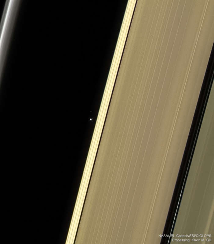 Earth and Moon through Saturns Rings