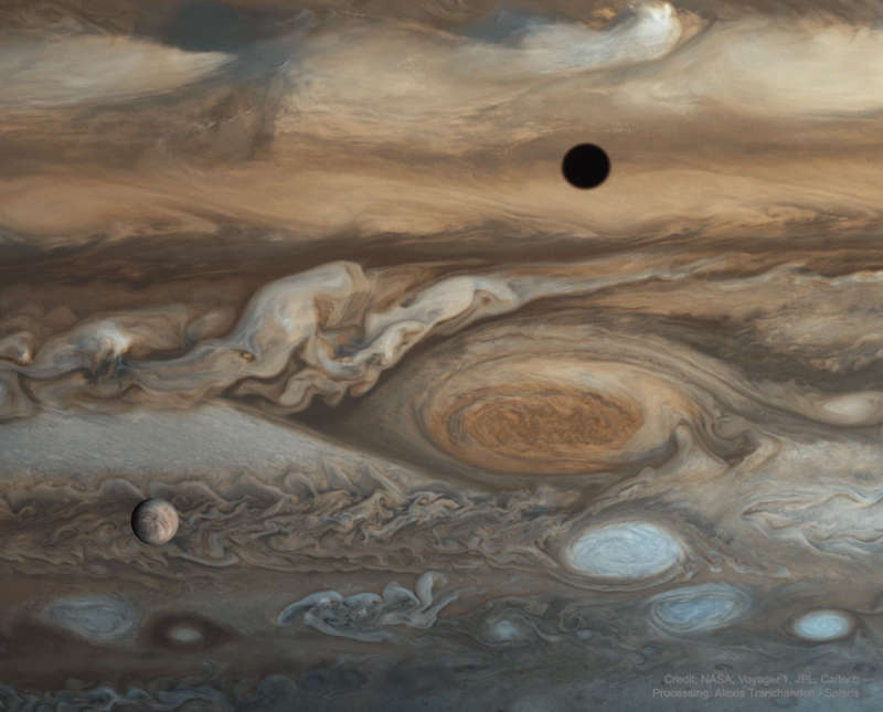Europa and Jupiter from Voyager 1