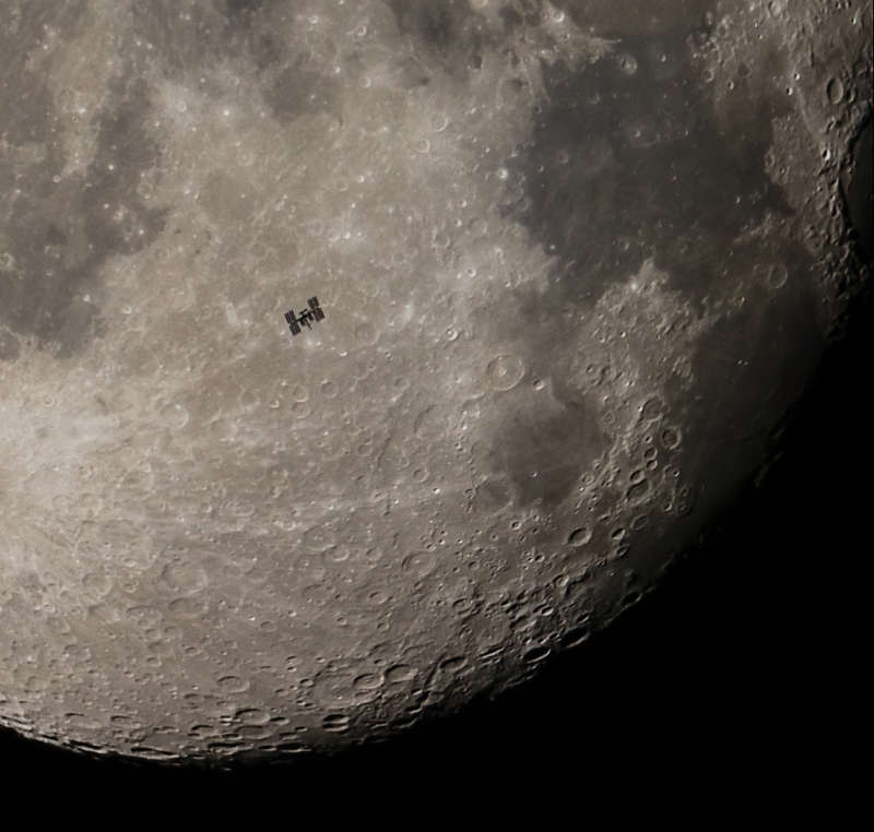 Moon over ISS