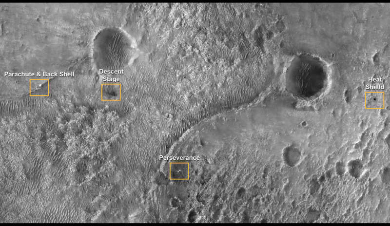 Perseverance Landing Site from Mars Reconnaissance Orbiter