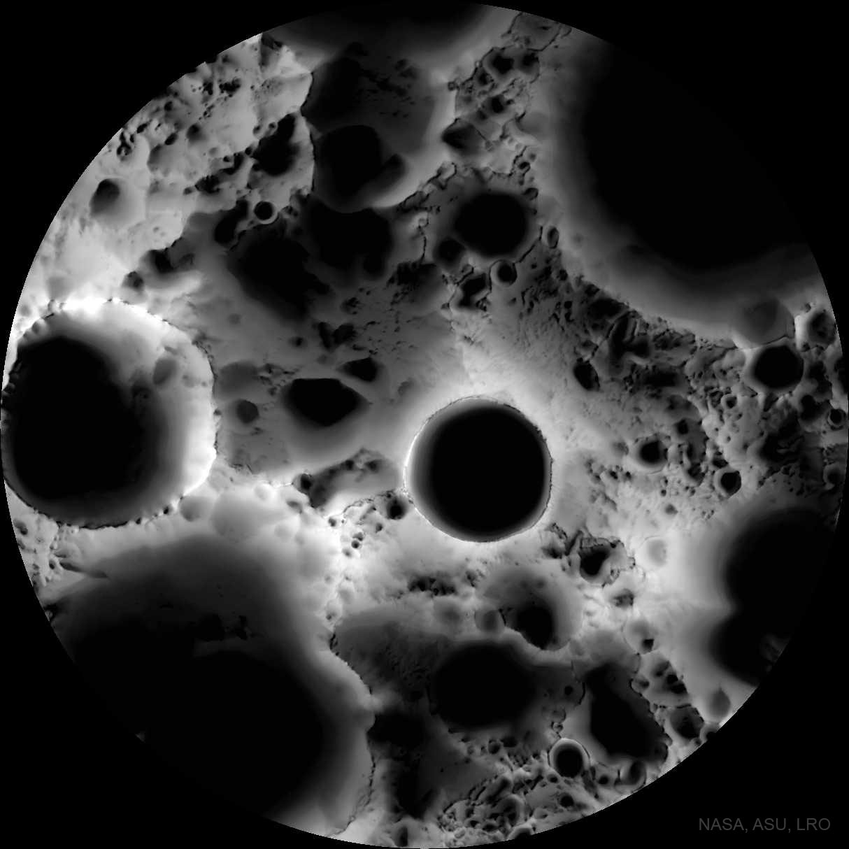 Shadows at the Moons South Pole