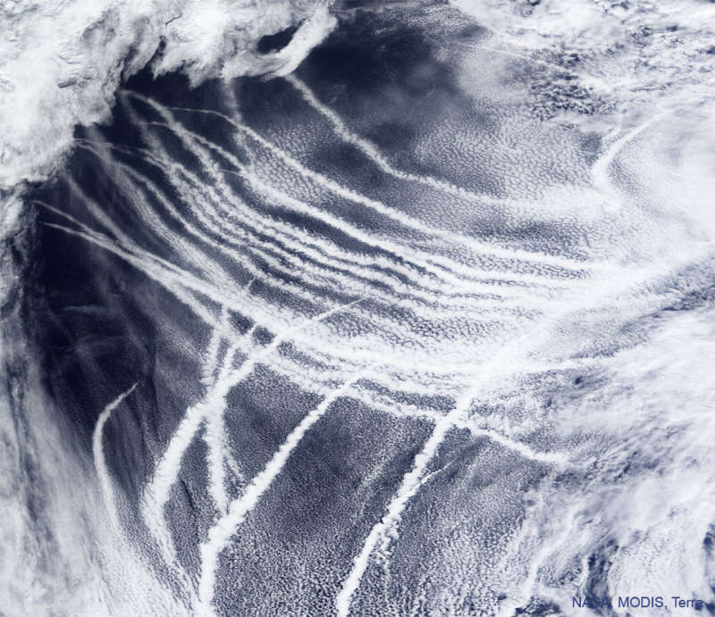 Ship Tracks over the Pacific Ocean