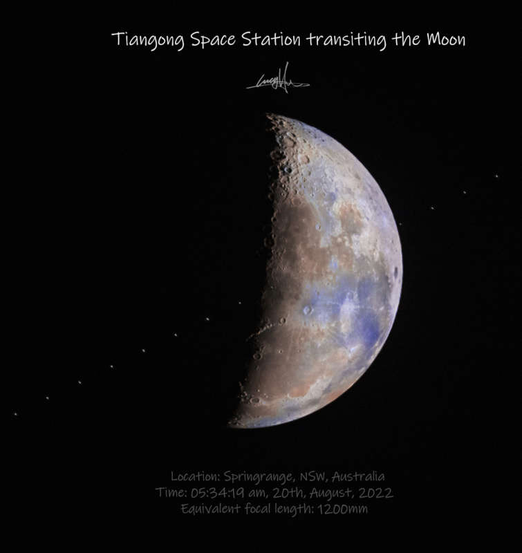Tiangong Space Station Transits the Moon