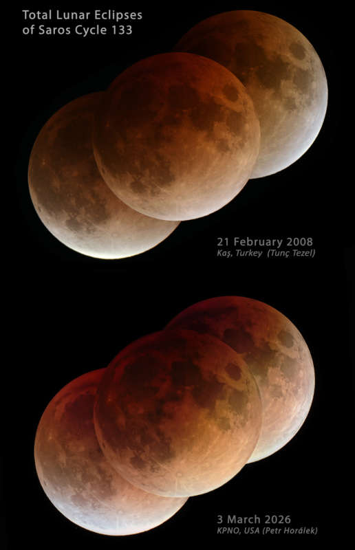 APOD: 2026 March 7 � Two Eclipses of Saros 133